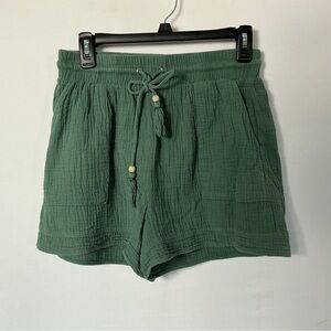 Staccato Forest Green Gauze Drawstring Athletic Shorts